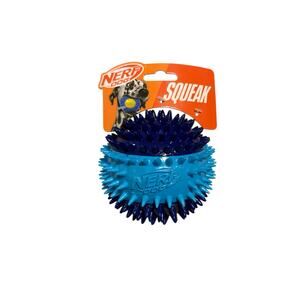Nerf Dog Squeaky Dental Spike Ball Dog Toy, Orange/Blue, 2.7 inch